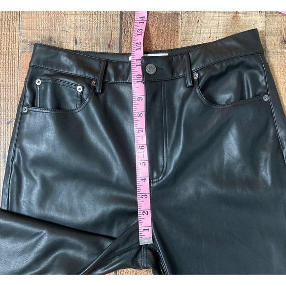 Zara Faux‎ Leather Pants Black Straight Leg Trousers Womens 6 EUR38  MEX28 - Picture 6 of 7